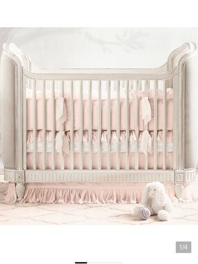 Restoration Hardware Petal Pink Ruffled Voile Crib Skirt